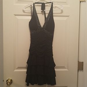 Black halter ruffled party dress size Small